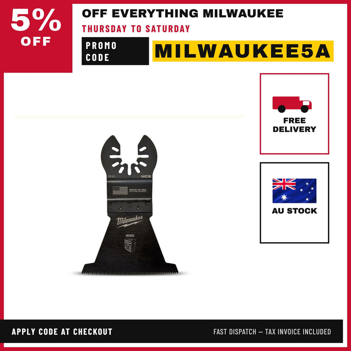 Milwaukee 49251111 63.5mm (2 1/2") Open-Lok High Carbon Steel Wood Blade