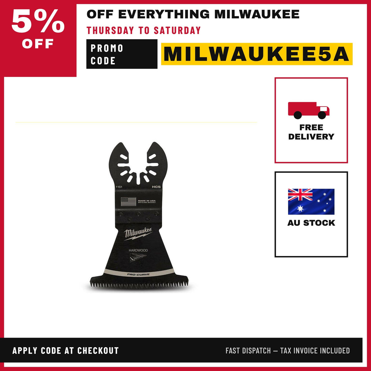 Milwaukee 49251151 63.5mm (2 1/2") Open-Lok Japanese Tooth Hardwood Blade