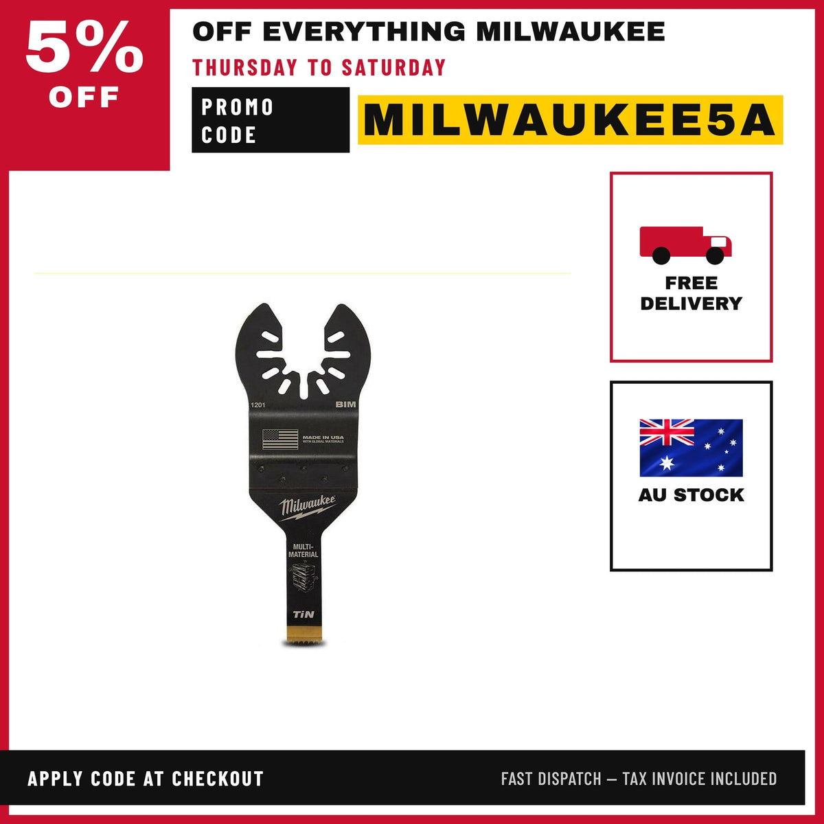 Milwaukee 49251201 9.5mm (3/8") OPEN-LOK Titanium Enhanced Bi-Metal Multi-Material Blade