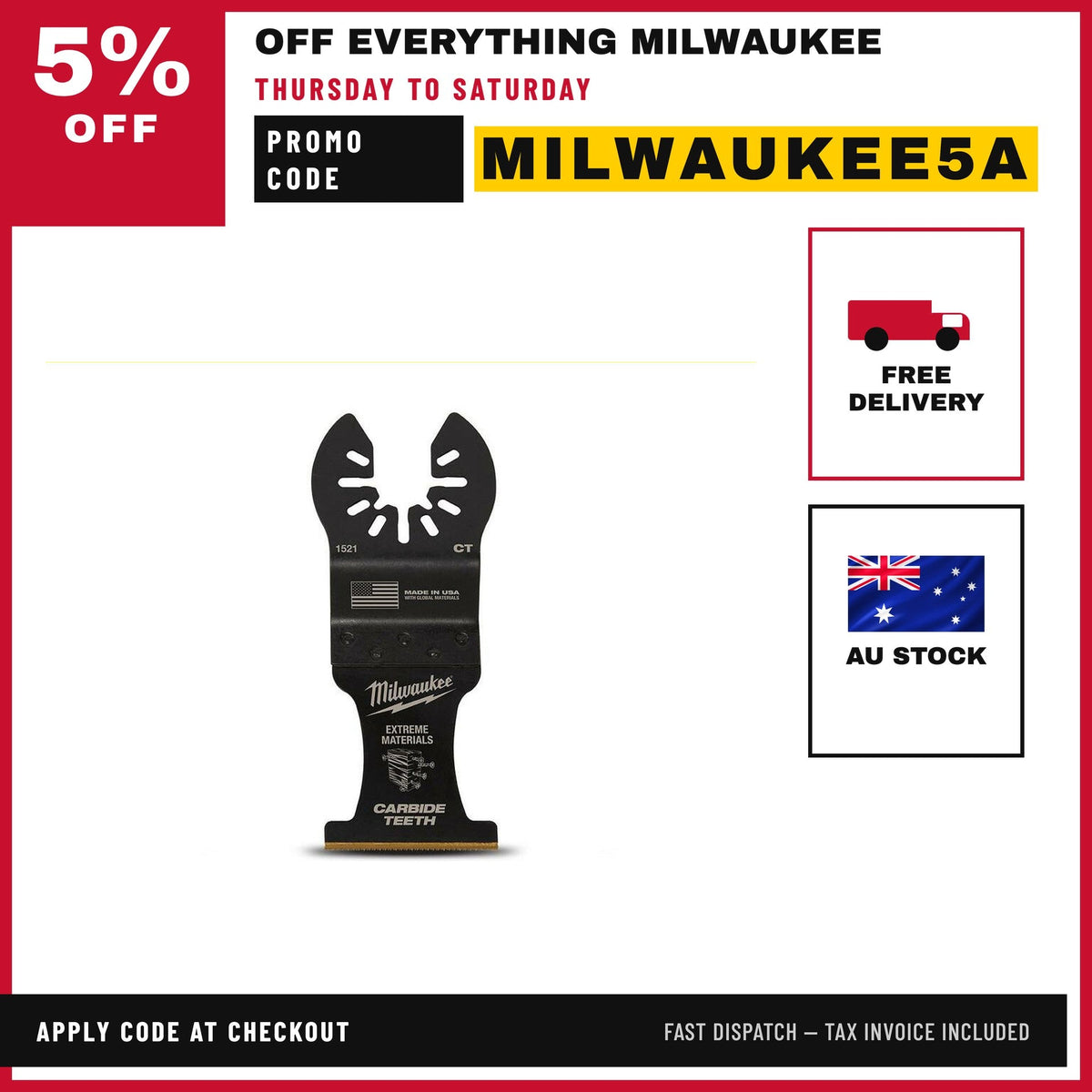 Milwaukee 49251521 35mm (1 3/8") OPEN-LOK Extreme Material Titanium Enhanced Carbide Teeth Blade