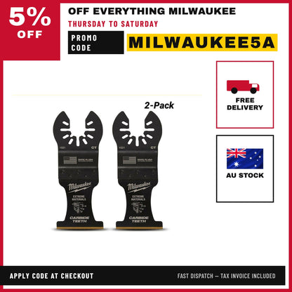 Milwaukee 49251522 2-Pack 35mm (1 3/8") OPEN-LOK Extreme Material Titanium Enhanced Carbide Teeth Blade