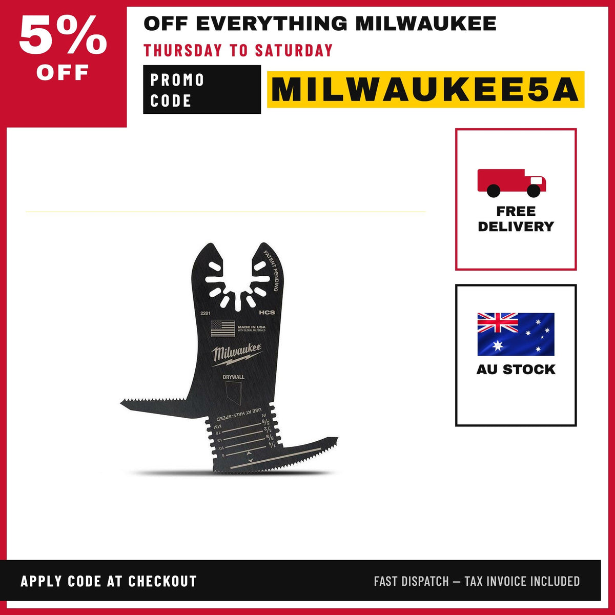Milwaukee 49252281 5-in-1 Open-Lok Drywall Blade