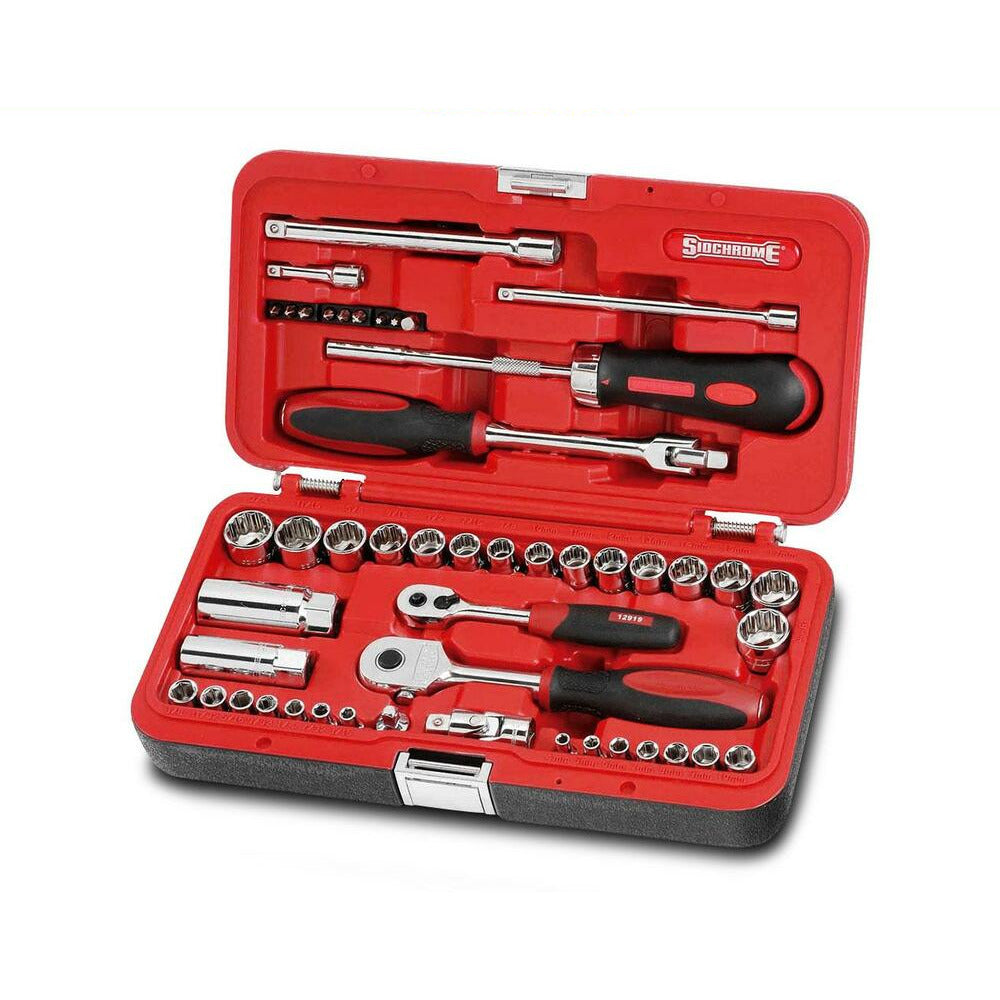 Sidchrome SCMT10351 56pce Metric/AF 1/4“ & 3/8” Drive Socket & Spanner Set