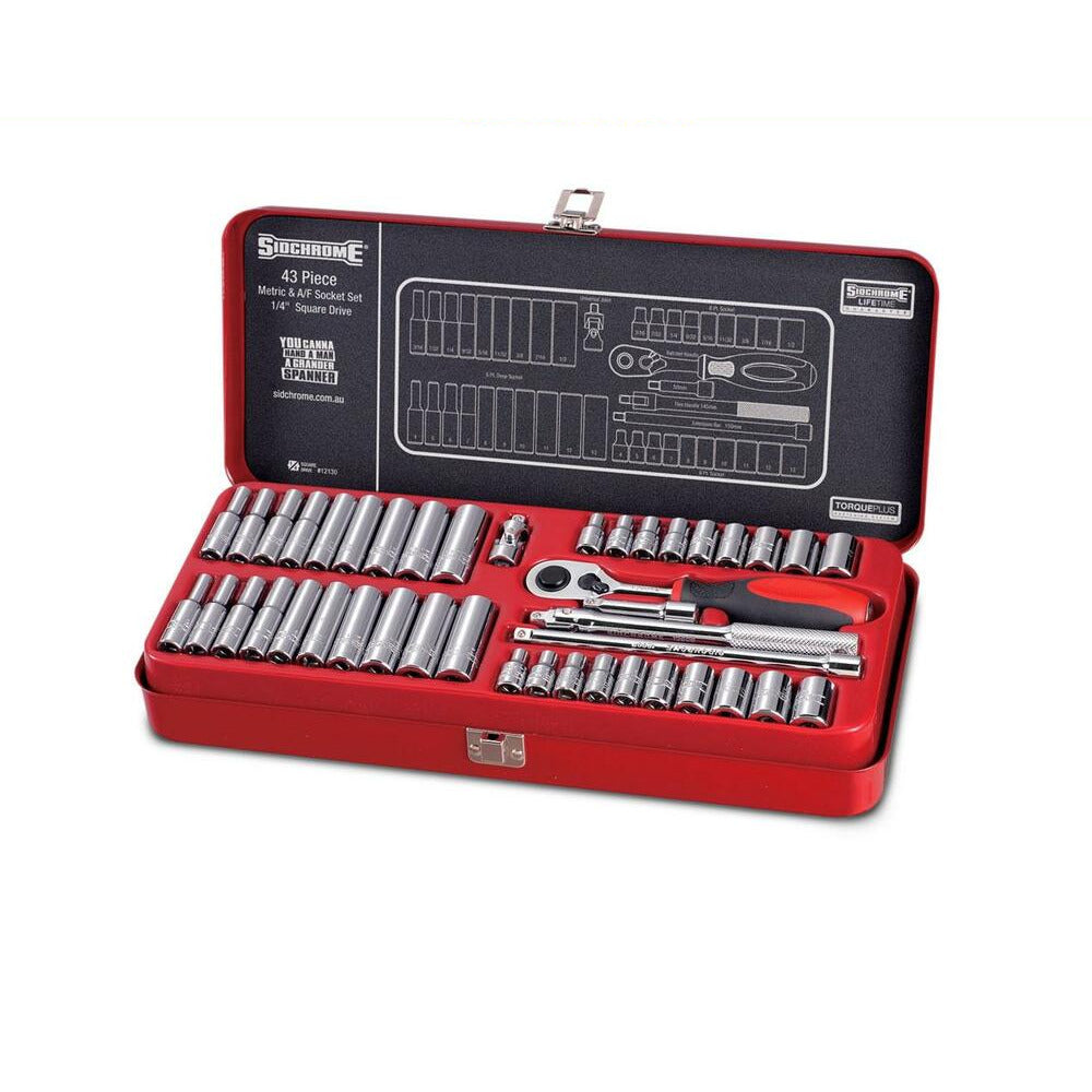 Sidchrome SCMT12130 43pce 1/4” Drive Metric & Imperial Socket Set