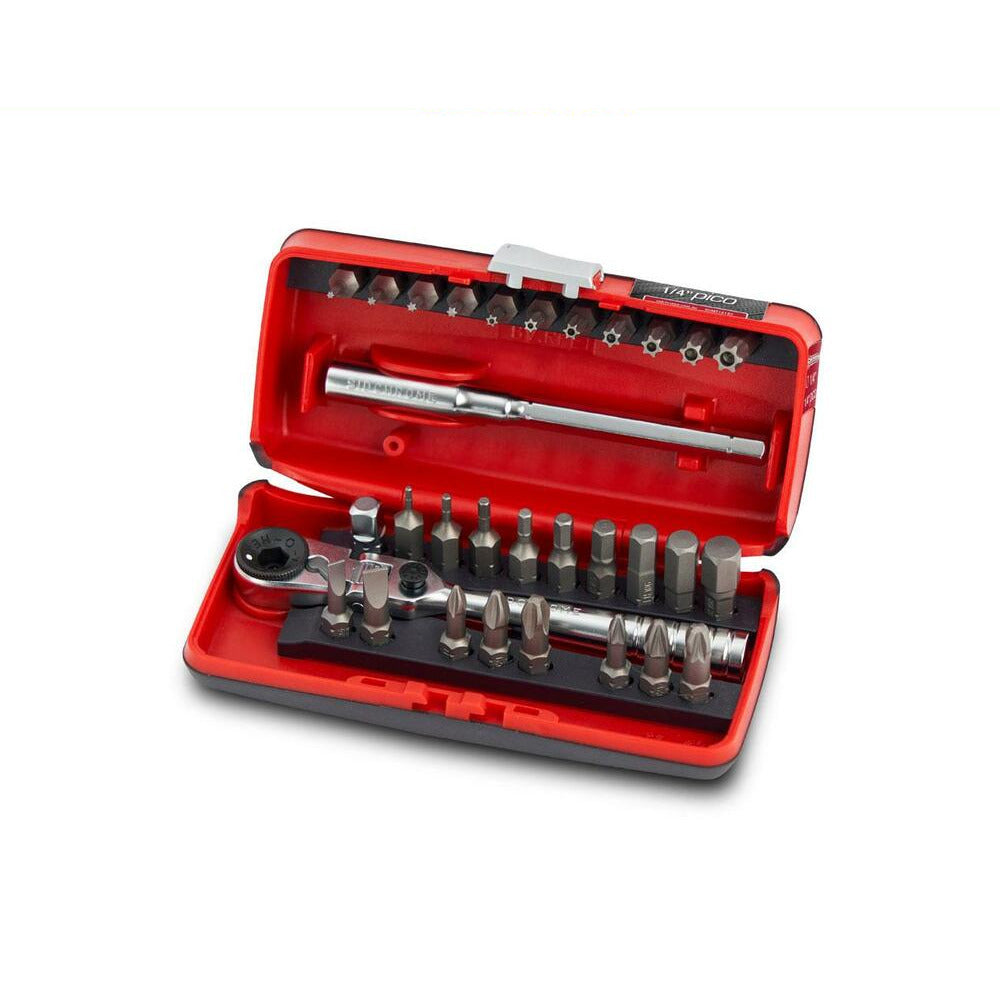 Sidchrome SCMT12143 31pce Metric 1/4" Drive Pico Tool Set with Ultra Compact Flex Head Ratchet