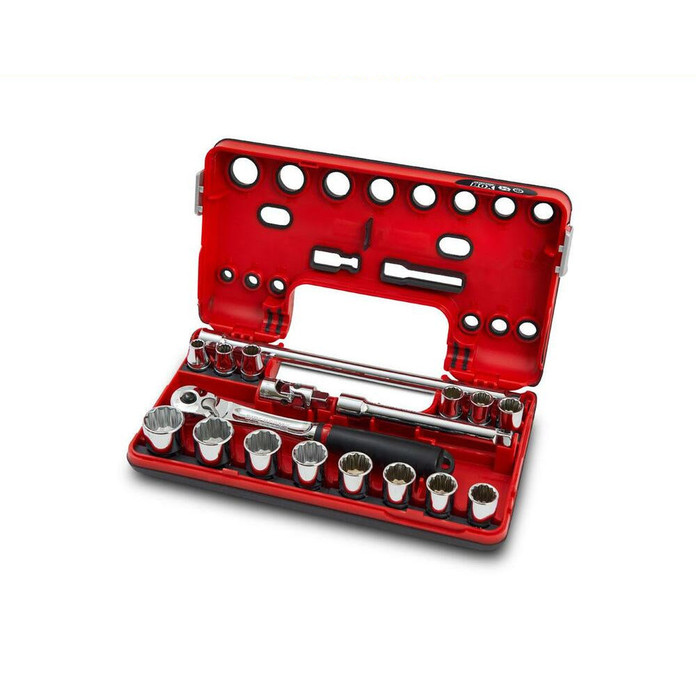 Sidchrome SCMT13150 18pce Metric 3/8" Drive Socket Set Detection Box with Compact Head Ratchet