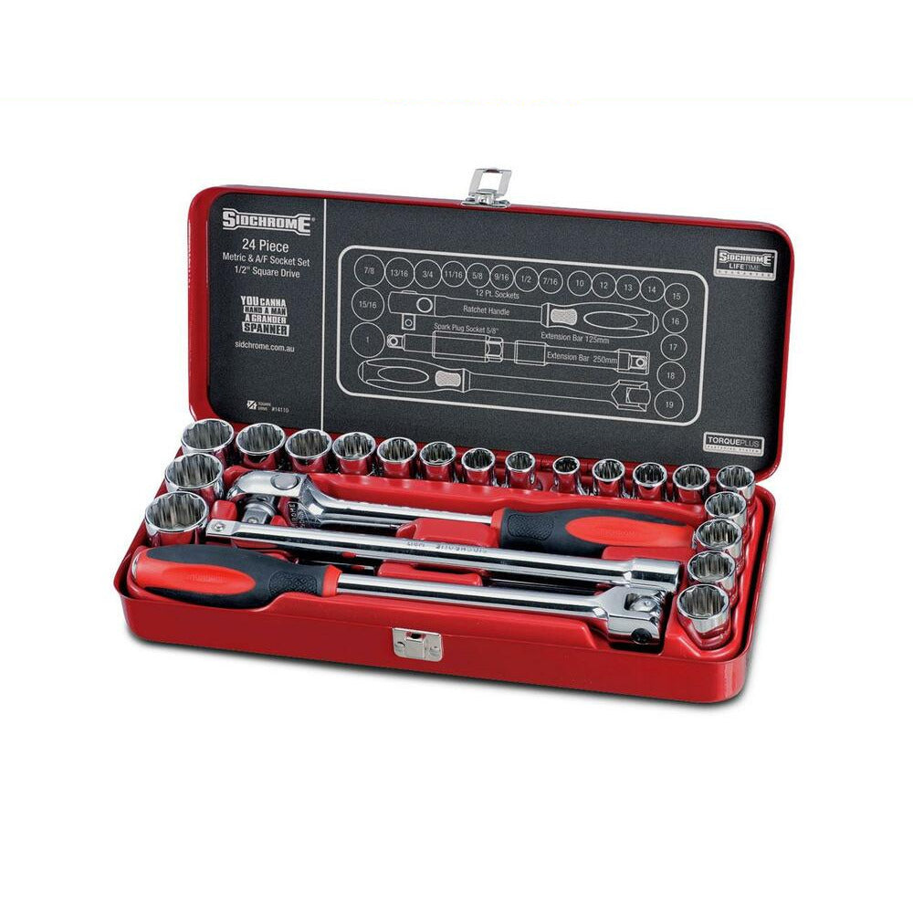 Sidchrome SCMT14110 24pce 1/2" Drive Metric & Imperial Socket Set
