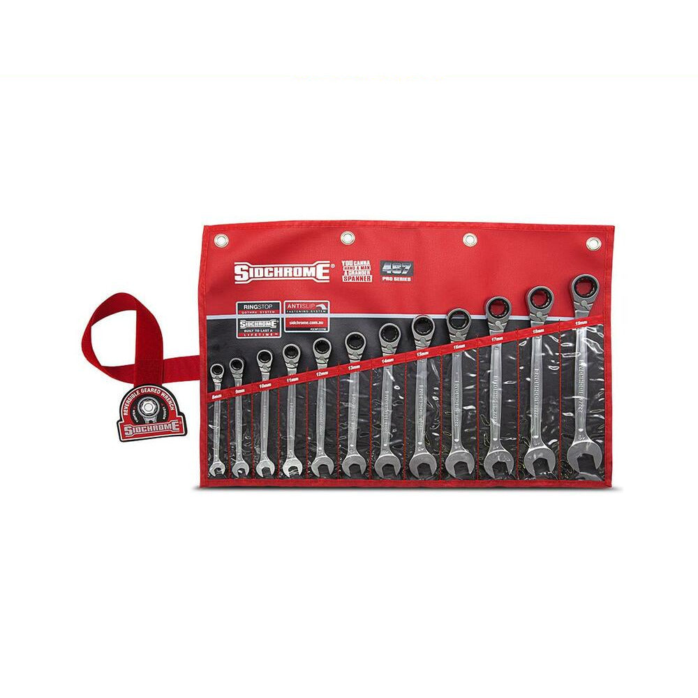Sidchrome SCMT22298 12pce Metric Pro Series Geared Reversible  Spanners Set
