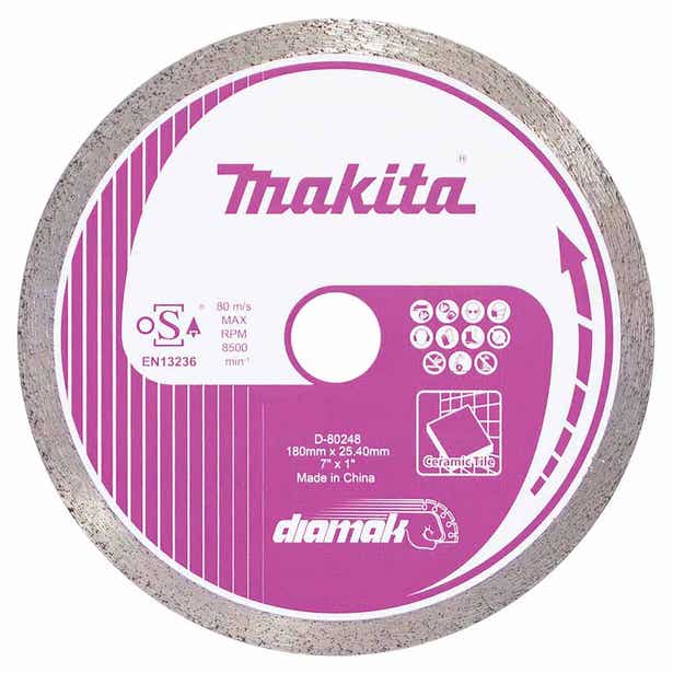 MAKITA 180mm x 25.4/22.23 Diamak Continuous Rim Diamond Blade D-80248