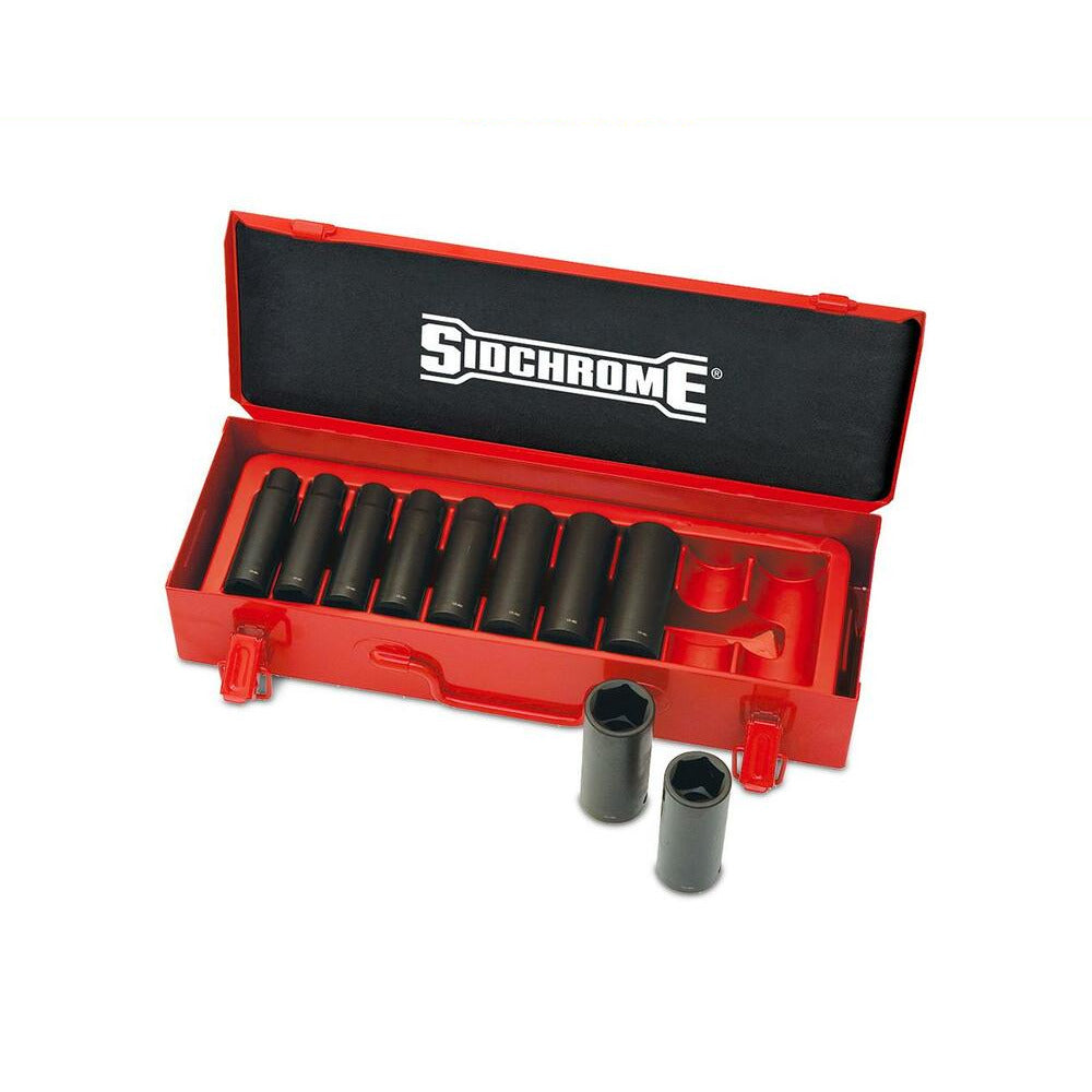 Sidchrome XS410LT 10pce 1/2" Drive Imperial AF Long Impact Socket Set